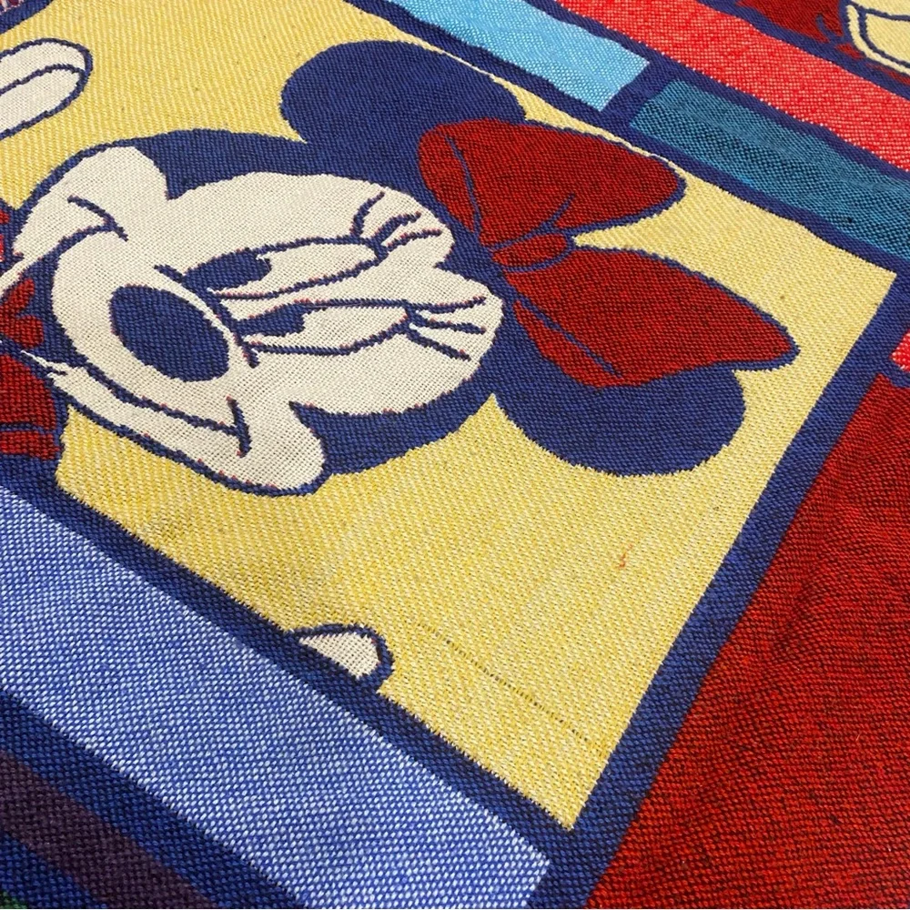 Vintage Beacon Disney Woven Blanket - Mickey Minnie Donald Goofy Throw Tapestry